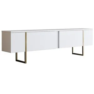 Meuble TV en bois "Luxe" - 180 x 30 x 50 cm - Or blanc pas cher