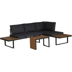 Salon de jardin 4 places en acier gris