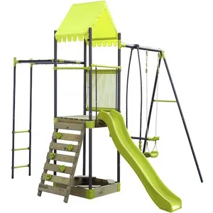 Comparateur de prix : Aire de jeu portique en métal avec toboggan et bac a sable "Lucien" - ...