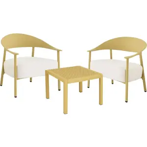 Comparateur de prix : Salon de jardin en plastique "Céora" - 2 places - Jaune