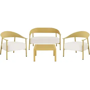 Salon de jardin en plastique "Céora" - 4 places - Jaune pas cher