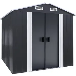 Abri de jardin métal avec portes coulissantes Boston - 4.12 m² - Gris pas cher