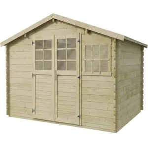 Comparateur de prix : Abri de jardin en bois traité autoclave "Belmont" - 12.53 m² - 34 mm