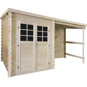 Comparateur de prix : Abri de jardin en bois avec auvent "Montval" - 14 m² - 28 mm