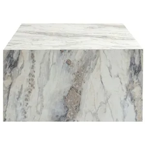 Comparateur de prix : Table basse en bois "Prizma" - 90 x 90 x 35 cm - Marbre Freesia
