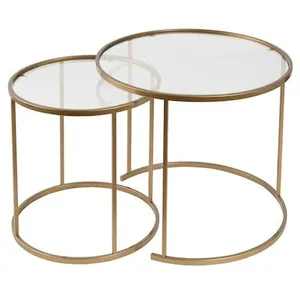 Lot de 2 tables basses en métal "Aurum" - 80 x 80 x 43 cm - Or Transpa... pas cher