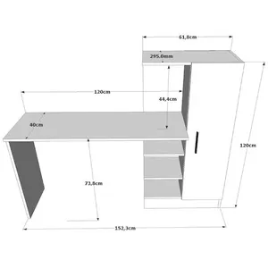 Bureau en bois "CT2" - 152 x 40 x 120 cm - Pin atlantique Noir pas cher