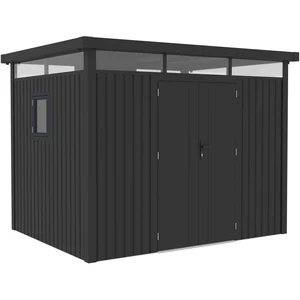 Abri de jardin métal premium avec toit plat et porte battante "Lexinto... pas cher