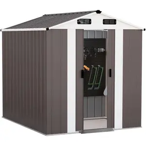 Abri de jardin métal "Dallas" - 4,12 m² - Taupe pas cher
