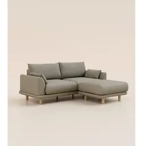 Canapé d'angle 3 places - Tissu Gris - Design et confortable - Fabriqué en France - Tediber pas cher