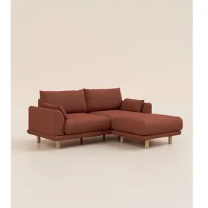 Canapé d'angle 4 places - Tissu Terracotta - Design et confortable - F...Vendu partediber