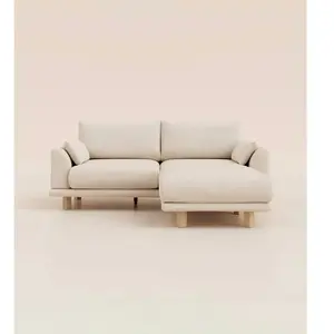 Canapé d'angle 3 places - Tissu Écru - Design et confortable - Fabriqu...Vendu partediber