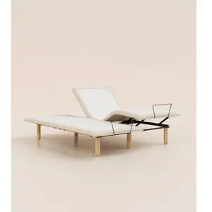 Sommier électrique 180x200 cm - Beige - Acier recyclé - Confort relaxa...