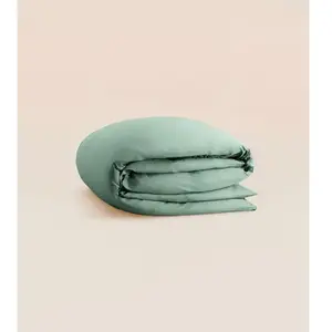 Tediber Housse de couette 280x240 cm - Satin de coton - Vert - Douce, légère ... pas cher