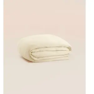Tediber Housse de couette 200x200 cm - Gaze de coton - Blanc - Douce et gaufré... pas cher