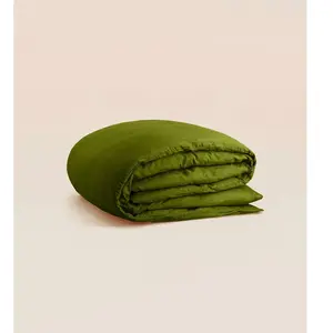 Tediber Housse de couette 280x240 cm - Lin fançais et belge - vert - Respirant... pas cher