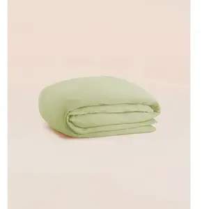 Tediber Housse de couette 240x220 cm - Gaze de coton - Vert - Douce et gaufrée... pas cher