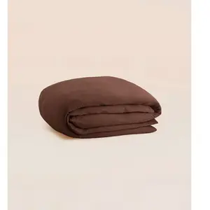 Tediber Housse de couette 260x220 cm - Gaze de coton - Marron - Douce et gaufr... pas cher