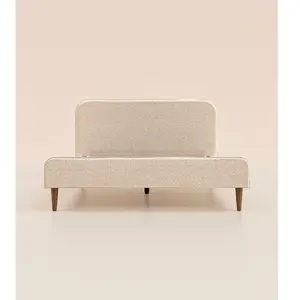 Lit Scandi 180x200 cm - Beige Bouclé - Bois nordique et acier recyclab...Vendu partediber