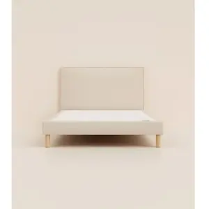 Lit tapissier 200x200 cm - Beige Anthracite - Bibloc - Avec tête de l...Vendu partediber