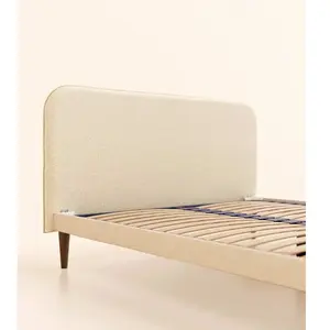 Lit Scandi 180x200 cm - Beige Bouclé - Bois nordique et acier recyclab...Vendu partediber