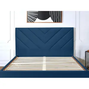 Tête de lit Bobochic Tête de lit romane tissu velours 170 Bleu foncé pas cher