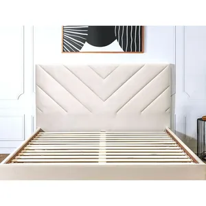 Tête de lit Bobochic Tête de lit romane tissu velours 170 Beige pas cher