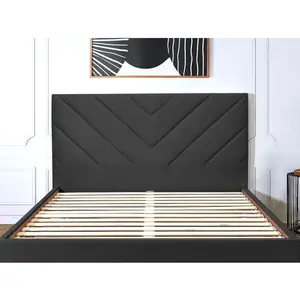 Tête de lit Bobochic Tête de lit romane tissu velours 150 Gris foncé pas cher