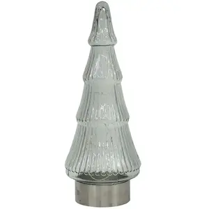 Decoclico Sapin décoratif en verre transparent ouvragé avec led pas cher