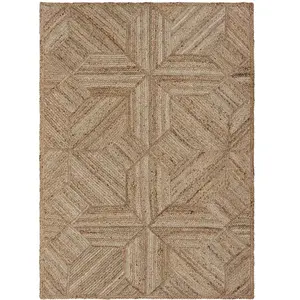 Decoclico Tapis rectangulaire en jute naturelle motifs tissés main 140 x 200 cm pas cher
