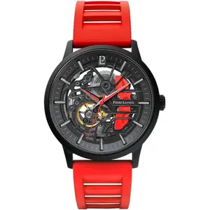 Comparateur de prix : PIERRE LANNIER Montre Homme PADDOCK Noir Cadran Noir Bracelet Caoutchouc Rouge 22 MM