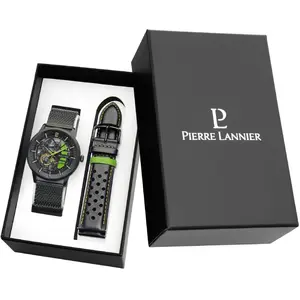 Montre Homme Pierre Lannier Paddock - 385C479 Bracelet Cuir Noir pas cher