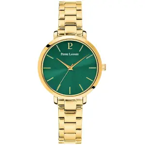 Pierre Lannier Montre Femme Chouquette Cadran Vert Bracelet Acier Doré pas cher