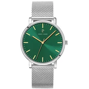 PIERRE LANNIER Montre Homme ESSENTIAL Argenté Cadran Vert Bracelet Acier milanais Argenté 20 MM pas cher