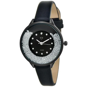 So Charm Montres Montre femme MF459-DIAMANT-NOIR - Bracelet en Cuir Noir pas cher