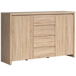 Petits meubles Buffet 2 portes 4 tiroirs stratifiés beige pas cher