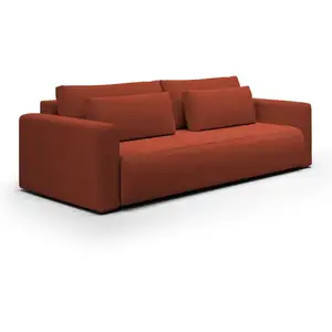 Petits meubles Canapé convertible 3 places coffre bois de pin orange pas cher