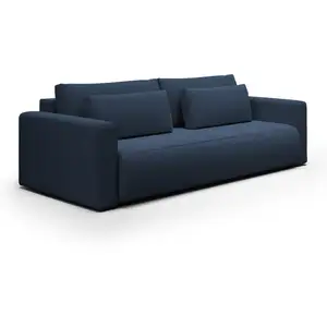 Petits meubles Canapé convertible 3 places coffre bois de pin bleu pas cher