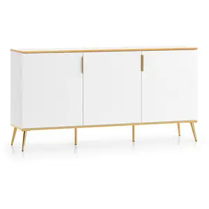 Petits meubles Buffet 3 portes stratifiés blanc pas cher