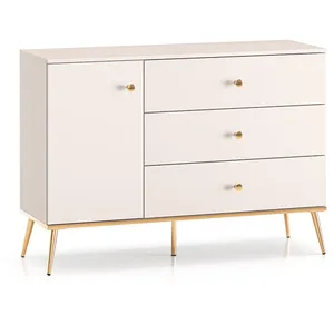 Petits meubles Buffet 1 porte 3 tiroirs stratifiés beige pas cher
