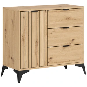 Petits meubles Buffet 1 porte 3 tiroirs stratifiés beige pas cher