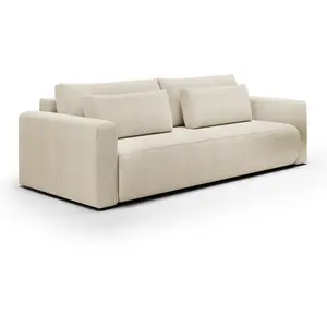 Petits meubles Canapé convertible 3 places coffre bois de pin beige pas cher