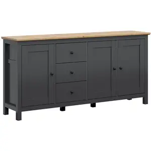 Petits meubles Buffet 3 portes 3 tiroirs stratifiés gris et beige pas cher