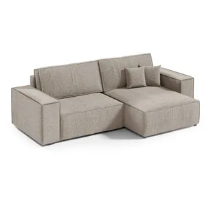 Petits meubles Canapé d'angle réversible convertible 3 places bois de pin taupe pas cher