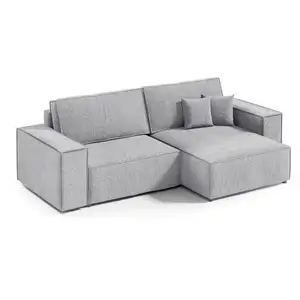 Petits meubles Canapé d'angle réversible convertible 3 places bois de pin gris pas cher