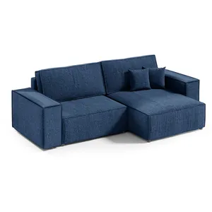 Petits meubles Canapé d'angle réversible convertible 3 places bois de pin bleu pas cher