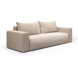 Petits meubles Canapé convertible 3 places coffre bois de pin beige pas cher