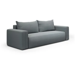 Petits meubles Canapé convertible 3 places coffre bois de pin gris pas cher