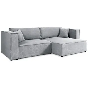 Petits meubles Canapé d'angle réversible convertible 3 places bois de pin gris clair pas cher