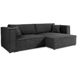 Petits meubles Canapé d'angle réversible convertible 3 places bois de pin noir pas cher